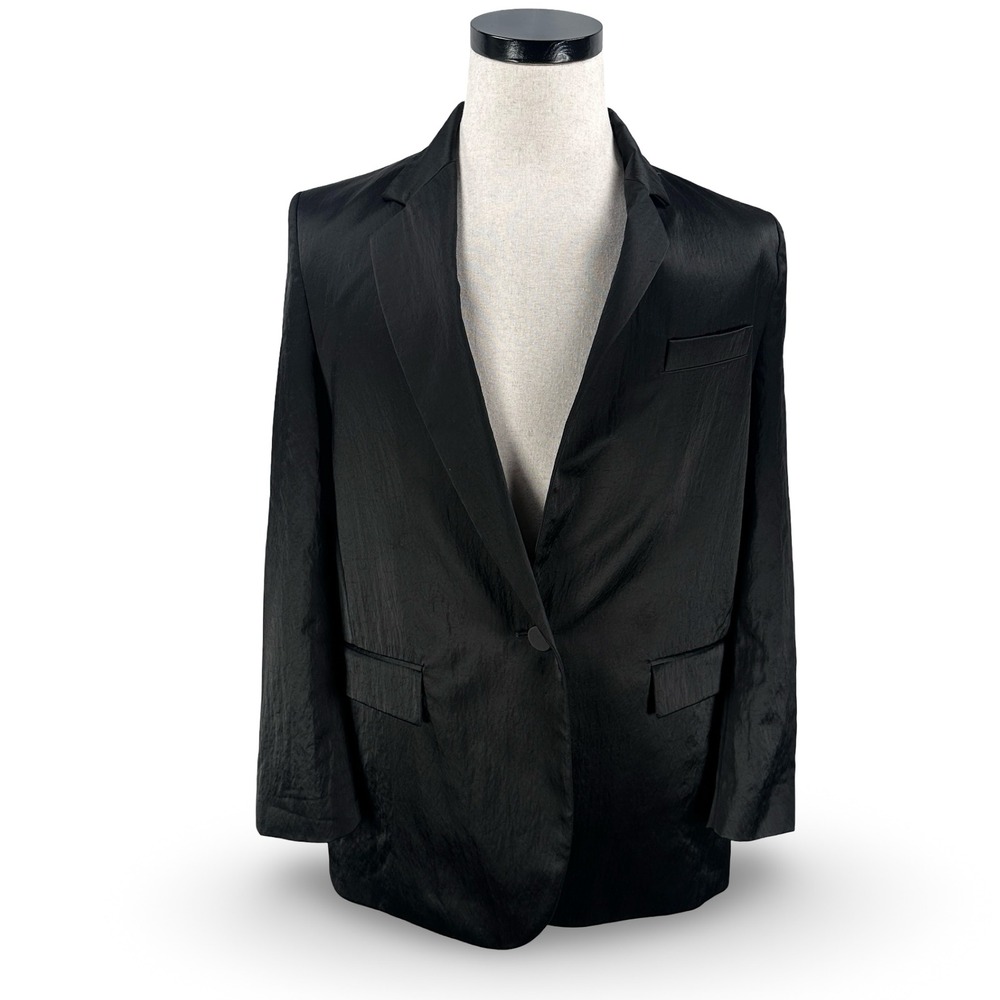 BOSS Black Textured‎ Single Button Blazer Jacket Womens Size 6 Made in Turkey